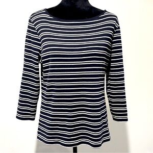TALBOTS COTTON CREWNECK STRIPE BLOUSE- Size L